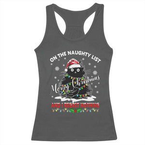 Cat Christmas Racerback Tank Top On The Naughty List And I Regret Nothing TS10 Dark Heather Print Your Wear
