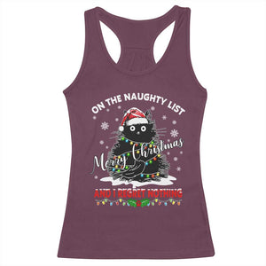 Cat Christmas Racerback Tank Top On The Naughty List And I Regret Nothing TS10 Maroon Print Your Wear