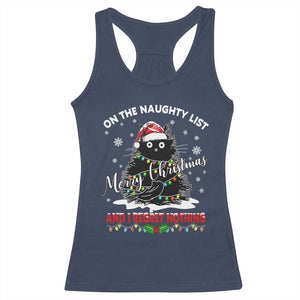 Cat Christmas Racerback Tank Top On The Naughty List And I Regret Nothing TS10 Navy Print Your Wear