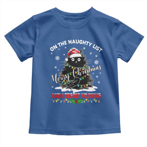 Cat Christmas Toddler T Shirt On The Naughty List And I Regret Nothing TS10 Royal Blue Print Your Wear