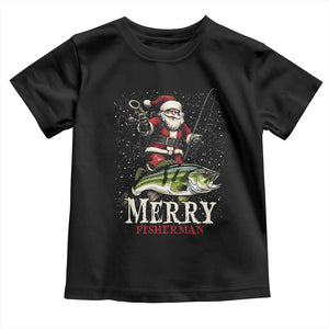 Fishing Christmas Gifts Toddler T Shirt Merry Fisherman Santa Claus Fish Fishing Rod TS10 Black Print Your Wear