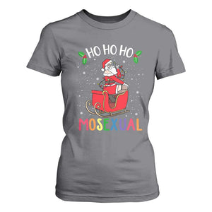 LGBTQ Christmas T Shirt For Women Ho Ho Ho Mosexual Slay Santa LGBT Rainbow Pun Gay Pride TS10 Charcoal Print Your Wear