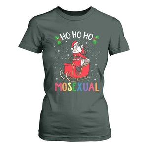 LGBTQ Christmas T Shirt For Women Ho Ho Ho Mosexual Slay Santa LGBT Rainbow Pun Gay Pride TS10 Dark Forest Green Print Your Wear