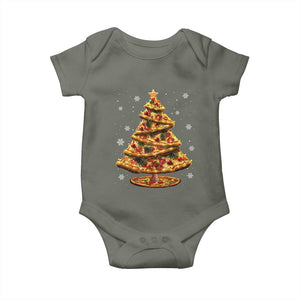 Pizza Christmas Tree Baby Onesie Xmas Gifts Kids TS10 Military Green Print Your Wear