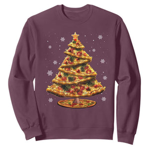 Pizza Christmas Tree Sweatshirt Xmas Gifts Kids TS10 Maroon Print Your Wear