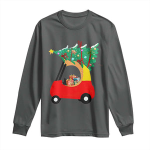 Christmas Kids Long Sleeve Shirt Red Car Tree Cute Xmas Toddler Boys TS10 Dark Heather Print Your Wear