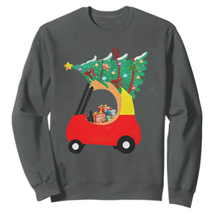 Christmas Kids Sweatshirt Red Car Tree Cute Xmas Toddler Boys TS10 Dark Heather Print Your Wear