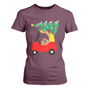 Christmas Kids T Shirt For Women Red Car Tree Cute Xmas Toddler Boys TS10 Maroon Print Your Wear