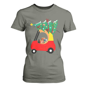 Christmas Kids T Shirt For Women Red Car Tree Cute Xmas Toddler Boys TS10 Military Green Print Your Wear
