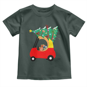 Christmas Kids Toddler T Shirt Red Car Tree Cute Xmas Toddler Boys TS10 Dark Forest Green Print Your Wear