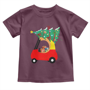 Christmas Kids Toddler T Shirt Red Car Tree Cute Xmas Toddler Boys TS10 Maroon Print Your Wear