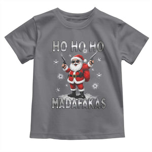 Funny Gun Christmas Toddler T Shirt Ho Ho Ho Santa Pew Pew Madafakas TS10 Charcoal Print Your Wear