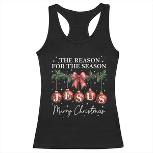 Christian Christmas Racerback Tank Top Merry Xmas Jesus The Reason Coquette Bow TS10 Black Print Your Wear