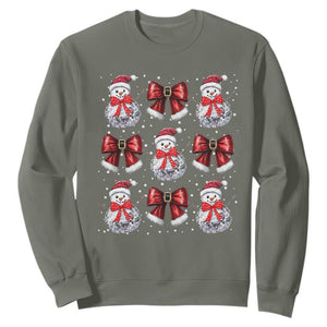 Christmas Coquette Sweatshirt Girly Xmas Disco Snowman Bow TS10 Military Green Print Your Wear