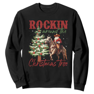 Western Christmas Sweatshirt Vintage 90s Cowboy Santa Claus Xmas Tree TS10 Black Print Your Wear