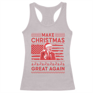 Christmas Trump Racerback Tank Top Funny Xmas Santa Trump Make Christmas Great Again Ugly Sweater TS10 Ice Gray Print Your Wear