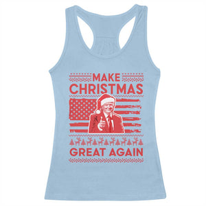 Christmas Trump Racerback Tank Top Funny Xmas Santa Trump Make Christmas Great Again Ugly Sweater TS10 Light Blue Print Your Wear