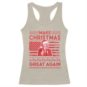 Christmas Trump Racerback Tank Top Funny Xmas Santa Trump Make Christmas Great Again Ugly Sweater TS10 Sand Print Your Wear