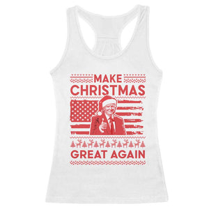 Christmas Trump Racerback Tank Top Funny Xmas Santa Trump Make Christmas Great Again Ugly Sweater TS10 White Print Your Wear