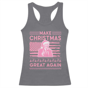 Christmas Trump Pink Racerback Tank Top Funny Xmas Santa Trump Make Christmas Great Again Ugly Sweater TS10 Charcoal Print Your Wear