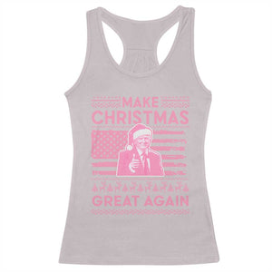 Christmas Trump Pink Racerback Tank Top Funny Xmas Santa Trump Make Christmas Great Again Ugly Sweater TS10 Ice Gray Print Your Wear