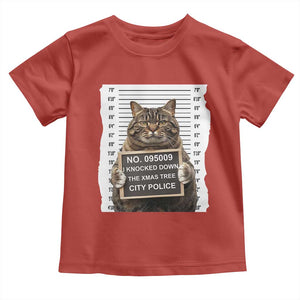 Funny Cat Christmas Toddler T Shirt Mugshot I Knocked Down The Xmas Tree TS10 Red Print Your Wear