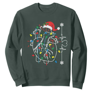 Christmas Cardiac Nurse Sweatshirt Anatomical Xmas Heart Anatomy TS10 Dark Forest Green Print Your Wear