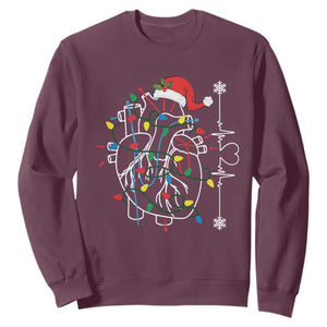 Christmas Cardiac Nurse Sweatshirt Anatomical Xmas Heart Anatomy TS10 Maroon Print Your Wear