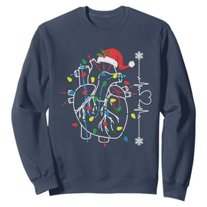Christmas Cardiac Nurse Sweatshirt Anatomical Xmas Heart Anatomy TS10 Navy Print Your Wear