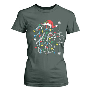 Christmas Cardiac Nurse T Shirt For Women Anatomical Xmas Heart Anatomy TS10 Dark Forest Green Print Your Wear