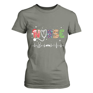 Nurse Christmas T Shirt For Women Nursing RN LPN NP Nicu Xmas Gift TS10 Military Green Print Your Wear