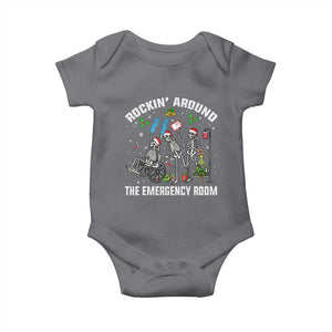 Christmas ER Nurse Baby Onesie Rockin Around Skeleton Emergency Room RN TS10 Charcoal Print Your Wear