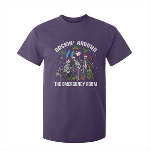 Christmas ER Nurse T Shirt For Kid Rockin Around Skeleton Emergency Room RN TS10 Purple Print Your Wear