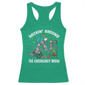 Christmas ER Nurse Racerback Tank Top Rockin Around Skeleton Emergency Room RN TS10 Irish Green Print Your Wear