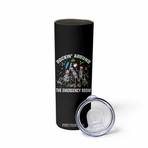 Christmas ER Nurse Skinny Tumbler Rockin Around Skeleton Emergency Room RN TS10 Print Your Wear