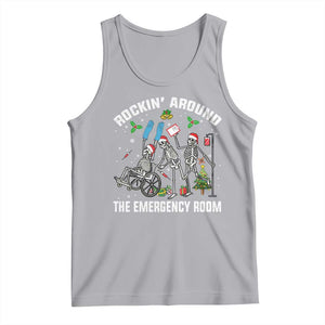 Christmas ER Nurse Tank Top Rockin Around Skeleton Emergency Room RN TS10 Athletic Heather Print Your Wear