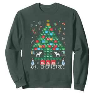 Christmas Chemistry Teacher Sweatshirt Oh Chemistree Laboratory Lab Tech Teacher Xmas Gift TS10 Dark Forest Green Print Your Wear