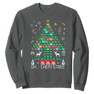 Christmas Chemistry Teacher Sweatshirt Oh Chemistree Laboratory Lab Tech Teacher Xmas Gift TS10 Dark Heather Print Your Wear