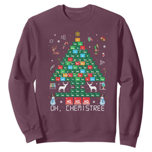 Christmas Chemistry Teacher Sweatshirt Oh Chemistree Laboratory Lab Tech Teacher Xmas Gift TS10 Maroon Print Your Wear