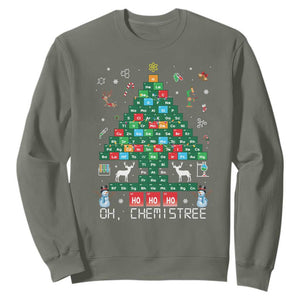 Christmas Chemistry Teacher Sweatshirt Oh Chemistree Laboratory Lab Tech Teacher Xmas Gift TS10 Military Green Print Your Wear