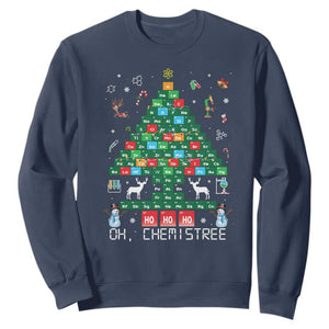 Christmas Chemistry Teacher Sweatshirt Oh Chemistree Laboratory Lab Tech Teacher Xmas Gift TS10 Navy Print Your Wear