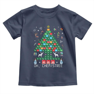 Christmas Chemistry Teacher Toddler T Shirt Oh Chemistree Laboratory Lab Tech Teacher Xmas Gift TS10 Navy Print Your Wear