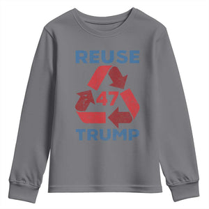 Funny Trump 2024 Youth Sweatshirt 45 47 Trump Reuse Take America Back Election The Return TS10 Charcoal Print Your Wear
