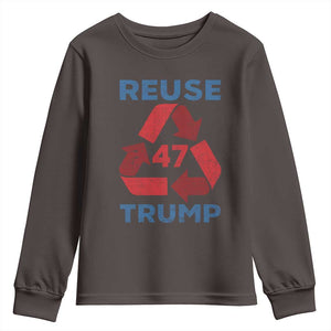 Funny Trump 2024 Youth Sweatshirt 45 47 Trump Reuse Take America Back Election The Return TS10 Dark Chocolate Print Your Wear