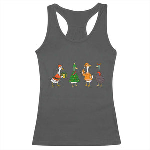 Christmas Ducks Racerback Tank Top Funny Animals Farm Lover Gift Xmas Light TS10 Dark Heather Print Your Wear