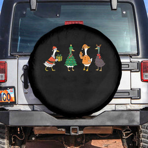 Christmas Ducks Spare Tire Cover Funny Animals Farm Lover Gift Xmas Light TS10 No hole Black Print Your Wear