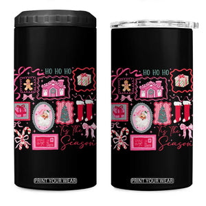 Pink Christmas 4 in 1 Can Cooler Tumbler Old Xmas Vintage Pink Santa Claus TS10 One Size: 16 oz Black Print Your Wear