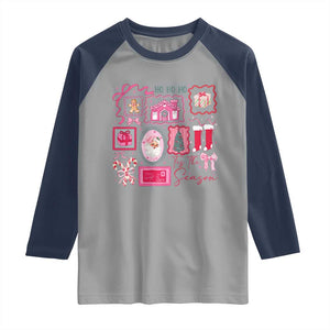 Pink Christmas Raglan Shirt Old Xmas Vintage Pink Santa Claus TS10 Sport Gray Navy Print Your Wear