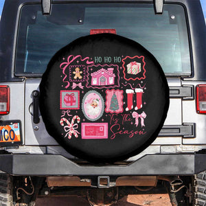 Pink Christmas Spare Tire Cover Old Xmas Vintage Pink Santa Claus TS10 No hole Black Print Your Wear