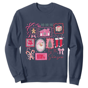 Pink Christmas Sweatshirt Old Xmas Vintage Pink Santa Claus TS10 Navy Print Your Wear
